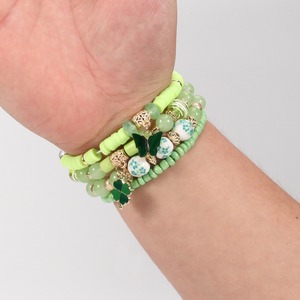 Bracciali giorno St. Patricks bracciale fatto a mano con perline impilabili cappello a foglia verde rosso braccialetto Charm Shamrock per donna - Product Image 4