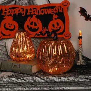 Abóboras decorativas atacado vidro halloween lanternas itens iluminados halloween abóboras