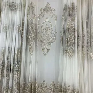 Прозрачная ткань с вышивкой в русском стиле новейшего дизайна