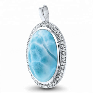 ขายส่งเครื่องประดับพลอยลาร์ิมาร์สีน้ำเงินธรรมชาติทรงรี ต่างหูลาร์ิมาร์เงินแท้ 925 - Product Image 3