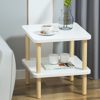 Table basse moderne du milieu du siècle à 2 niveaux avec rangement Meubles en bois industriels carrés simples pour salon
