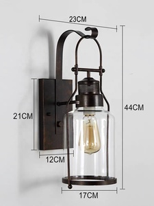 European Style Retro Wall Lamp Villa Outdoor <b>Lighting</b> metal + Glass Cabin Wall Outdoor Door Wall Lamp - Product Image 4