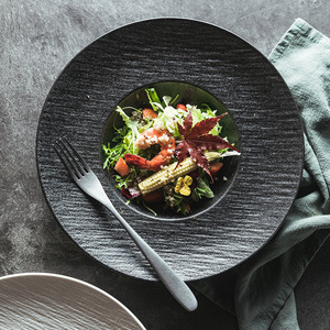 Stone Pattern Straw Hat Style Round Soup <b>Plate</b> With Microwave Safe Glazed Finish for Japanese Minimalist Restaurant Tableware - Product Image 2