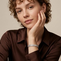 Élégance à la française, bracelet pour femme en argent sterling S925 plaqué or, serti de moissanite, design feuille, inspiré d'Instagram, luxe