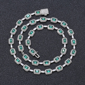 Unisex Geometric Gift Necklace New Arrival Green Baguette Zircon with Emerald Inspired Cushion Cut Fashion Jewelry Copper Alloy - Product Image 6