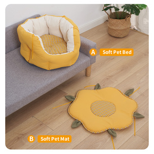 Petstar New Design Blumen förmiges Haustier bett Zwei in einer abnehmbaren Haustier matte Weiches Katzen bett - Product Image 4
