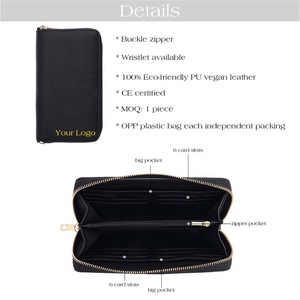 Hongbo New Best Selling 9-Color Pebbled Leather <strong>A6</strong> Slim Budget Zippy Wallet with Tab Cash <strong>Envelopes</strong> Available As Money Organizer - Product Image 4