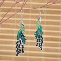 Boucles d'oreilles paon 12 couleurs pour femmes, pendantes bohèmes avec crochet, hypoallergéniques, style vintage, pour fêtes et occasions spéciales