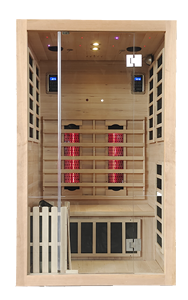 Sauna infrarouge lointain extérieur Kammoy en bois massif de cèdre rouge et de pruche canadien, sauna de sudation de luxe, sauna infrarouge lointain mixte à vapeur - Product Image 2