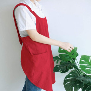 Nhật bản Cotton Linen tạp dề với <span class=keywords><strong>Pocket</strong></span> Hàn Quốc Tạp dề cho bức tranh, nướng, làm sạch chéo trở lại tạp dề - Product Image 5