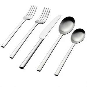 <b>Star</b> Crafts India Modern Stainless Steel 304 Eco-Friendly Designer Cutlery Set 5 Pcs Silver Color Luxury Flatware Wood Handles - Product Image 6