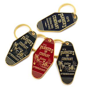 Porte-clés vintage allongé en alliage de zinc émaillé, style motel, avec logo personnalisé palmier et texte anniversaire, vente en gros - Product Image 2