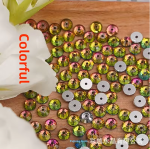YanTuo DIY Strass en verre colorés à fond plat et trou central, bouton à sertir pour robe de mariée, accessoires à trou unique - Product Image 4