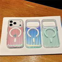 Casing Magnetik Motif Garis Bergelombang Gradient Laser untuk Iphone 18 Pro Max 17 Air 16