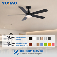 Ventilateur de plafond LED silencieux avec télécommande, moteur BLDC, pales en contreplaqué, 42-52 pouces, pour salon, salle à manger, chambre à coucher - Fabrication OEM/ODM