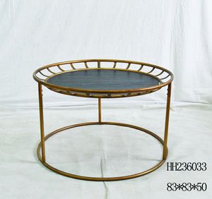 Table basse ronde en métal doré rustique antique INNOVA, décorative, durable, meubles de salon, côté central - Product Image 3