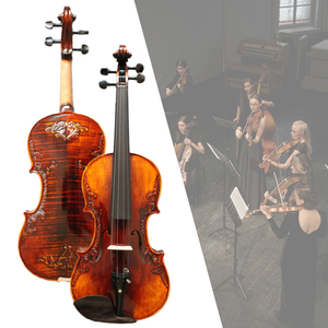 Domo-violín tallado de tamaño completo, violín estilo Stradi hecho a mano, artesanal, <span class=keywords><strong>barroco</strong></span>, 4/4, con arco, puente, cuerdas, caja, tono rico - Product Image 4