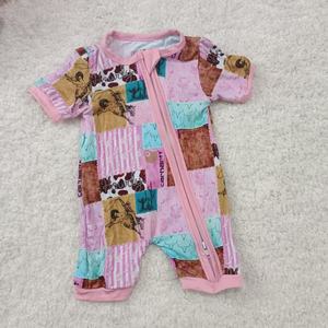 Custom Printed Bamboo Summer Baby Romper, Short-sleeved Bodysuit, One-piece Pajamas for Newborns. - Product Image 5
