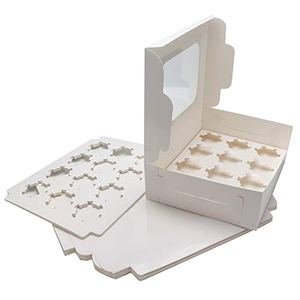 Tùy chỉnh 12 gói cupcake hộp các tông màu trắng bánh Pastry bánh <span class=keywords><strong>muffin</strong></span> Cup bánh hộp tráng miệng bao bì với cửa sổ - Product Image 6
