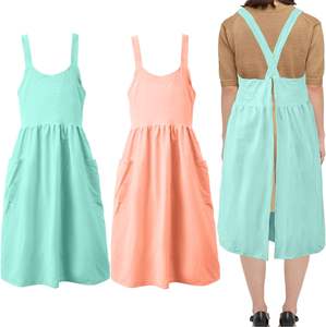 <b>Kitchen</b> Linen <b>Apron</b> Cross Back Work <b>Apron</b> for <b>Women</b> with Pockets Pinafore Dress X Cross Halter <b>Apron</b> for Baking Chef Gardening - Product Image 2