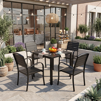 Ensemble de jardin commercial Meiqi, table et chaises carrées résistantes aux intempéries pour patio, jardin, balcon et café, détente et loisirs
