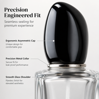 Flacon de parfum en verre mat personnalisable de 50 ml, avec couvercle décoratif en forme de galet, impression sérigraphique et marquage à chaud