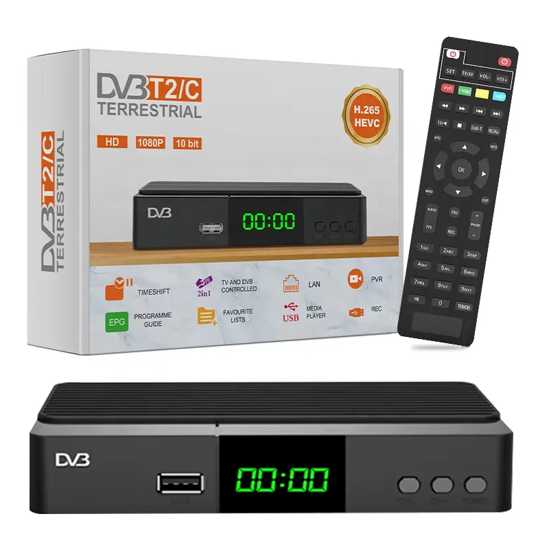 Decodificador personalizado OEM DVB-T2/DVB-T, Receptor de TV Digital, HD, DVB T2, H.265, 1080P, Wifi, decodificador