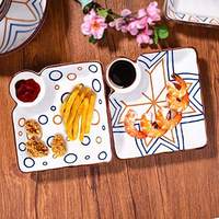 Assiettes carrées japonaises personnalisées en céramique émaillée, écologiques, pour service et trempettes, avec motifs, pour desserts, cuites au four