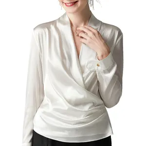 Custom 2024 casual Elegant, fashionable loose Chiffon blouse Women Long Sleeves Ladies woman tops Shirts/
