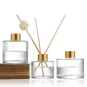 Bouteilles en verre cylindriques transparentes vides pour diffuseurs de parfum, contenants et pots de 50 ml, 100 ml, 150 ml, 200 ml - Product Image 1