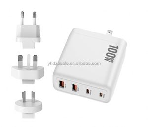 Nouveau chargeur Gan PD 100W, adaptateur PD pliable standard US UK EU AU 100W, chargeur de voyage 2A2C - Product Image 1