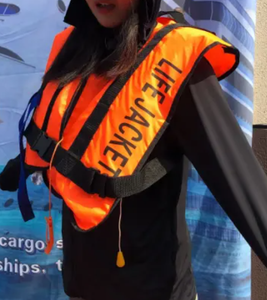 Jaket keselamatan laut poliester diisi dengan busa apung, jaket pelampung nilon tiup dengan <span class=keywords><strong>patch</strong></span> reflektif - Product Image 4