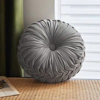 Vente chaude ronde couleur unie bureau oreillers polyvalents oreillers de sol plissés à la main citrouille oreiller coussin