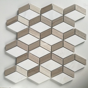 Mezcla blanca Marrón Azulejo de piedra natural Tienda de <span class=keywords><strong>hotel</strong></span> Piso Backsplash Uso Arte Mosaico Baño Pared - Product Image 5