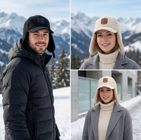 Cappello Invernale Personalizzato con Patch in Pelle, Paraorecchie in Finta Pelliccia, Caldo e Antivento, Stile Baseball per Attività all'Aperto