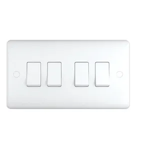 UK 4 Gang 2way light LED wall Switch outlets