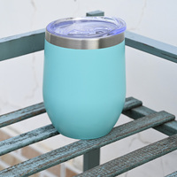 Vaso Térmico Personalizado para Vino de 12 oz de Acero Inoxidable de Doble Pared Sin Tallo con Aislamiento al Vacío en Forma de Huevo y Tapa