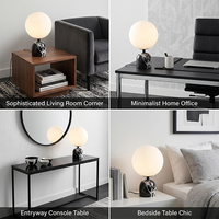 Lampe de table en marbre veiné naturel et verre, style moderne et luxueux, design nordique, commande tactile LED, Ra80, 3000K, lumière blanche chaude, ambiance lumineuse pour chambre à coucher