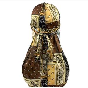 Assortiment de bandanas, durags et foulards en satin à motif Paisley pour hommes et femmes, avec longue queue et larges sangles pour des ondulations 360° - Product Image 1