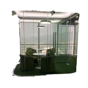 Cloison de bureau en verre, cadre en aluminium, verre trempé, design contemporain, fixation au plafond, pour immeuble de bureaux, usage commercial - Product Image 1