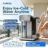 Zéro Déchet 7 ℃   Distributeur d'eau froide instantanée de comptoir avec filtre, rappel de durée de vie du filtre, double fonction glace et eau, refroidissement rapide