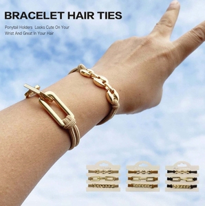 Nouveau à la mode de haute qualité en acier inoxydable chaîne cheveux cravates Y2k mignon doux Cool Style doux élastique cheveux cravates Bracelets - Product Image 6
