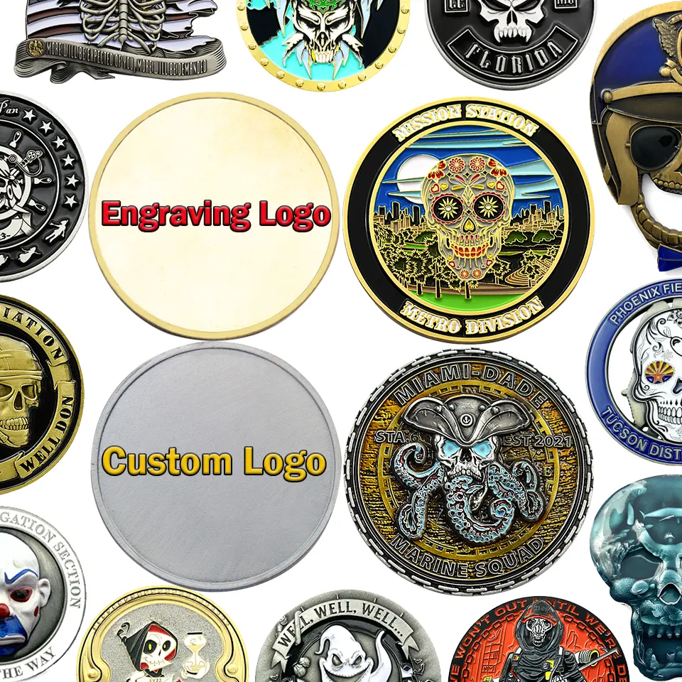 Koin pribadi Anda sendiri suvenir kerajinan logam koin tantangan Logo kustom huruf 3D koleksi koin Enamel perak antik
