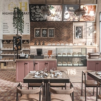 Comptoir de présentation de boulangerie moderne, vitrine à pain en verre, mobilier de boulangerie sur mesure, luxueux et durable