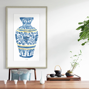 Cuadro de porcelana pintada a mano de estilo tradicional chino, cuadro de lona azul y <span class=keywords><strong>blanca</strong></span>, pintura para decoración de pared interior del hogar - Product Image 5