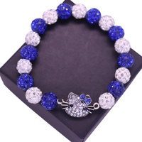 Pulsera con cuentas de arcilla y cristal para niños, brazalete redondo con diamantes de imitación y abalorios de gato, joyería para niños
