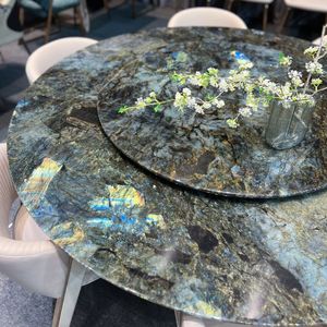 Bàn ăn bằng đá cẩm thạch tự nhiên hiện đại với chân kim loại cho phòng khách biệt thự sử dụng khách sạn - Product Image 2