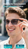Lunettes de traduction intelligentes IA Traduction en temps réel Chargement magnétique Contrôle tactile Appel sans fil Lecture de musique