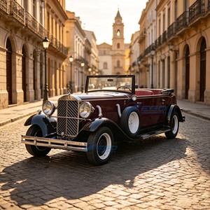 Voiture électrique de tourisme personnalisable rouge, style rétro classique, voiture électrique classique, voiture vintage - Product Image 6
