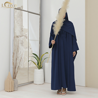 Ensemble Abaya 2 pièces Loriya pour femmes, taille XXL, couleur unie, vêtements islamiques pour Ramadan et EID, adapté à l'été et à l'automne, design en gros